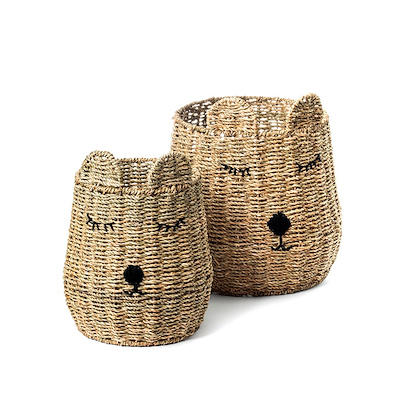 Olsen Home bamse børnekurve natur 2 stk. Ø21x28 cm