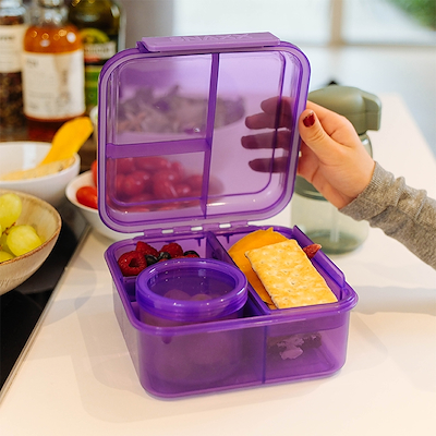 SNAXX madkasse med 3 rum 1,2 liter lilla