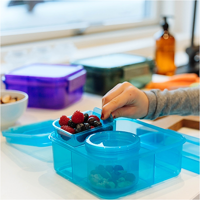 SNAXX madkasse med 3 rum 1,6 liter blå