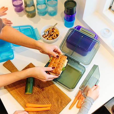 SNAXX madkasse med 3 rum 1,6 liter grøn
