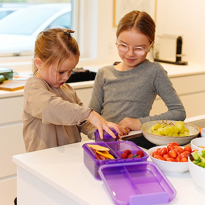 SNAXX madkasse med 3 rum 1,6 liter lilla