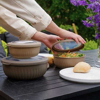 Scandinavian Collection Rillet skålesæt plast assorteret 4 stk