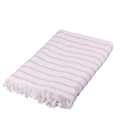 Home By Ilse Jacobsen hammam håndklæde sand beige striber 80x180 cm