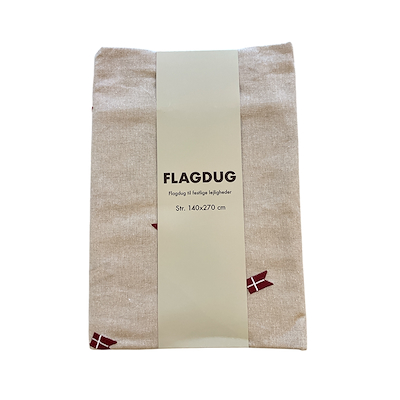 Flagdug med Dannebrog i hørfarve 140X270 cm