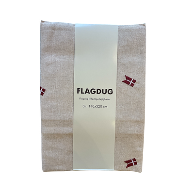 Flagdug med Dannebrog i hørfarve 140X320 cm