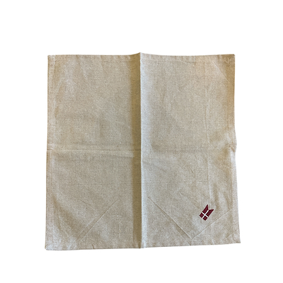 Stofserviet med broderet flag i hørfarve 40X40 cm
