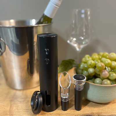 Genopladeligt proptrækkersæt med USB sort