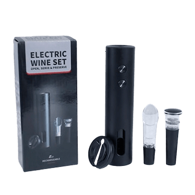 Genopladeligt proptrækkersæt med USB sort