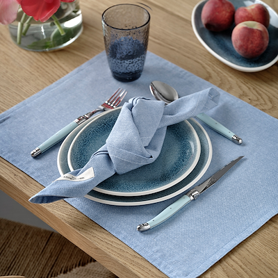 By Mogensen Earth dækkeserviet 2-sidet grå/blå