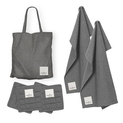 By Mogensen tekstilsæt viskestykker og grydelapper grå
