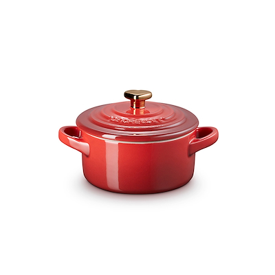 Le Creuset Signature stentøj minigryde med hjerteformet knop 10cm Cerise