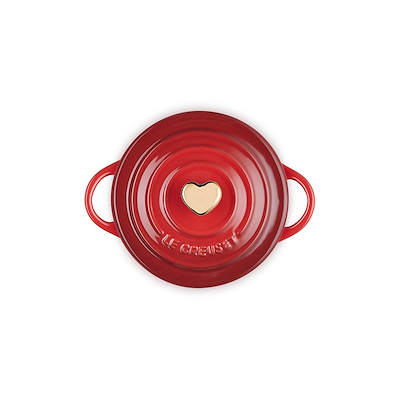 Le Creuset Signature stentøj minigryde med hjerteformet knop 10cm Cerise
