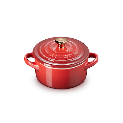 Le Creuset Signature stentøj minigryde med hjerteformet knop 10cm Cerise