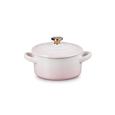 Le Creuset Signature stentøj minigryde med hjerteformet knop 10cm Shell Pink