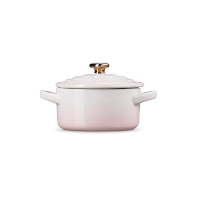 Le Creuset Signature stentøj minigryde med hjerteformet knop 10cm Shell Pink