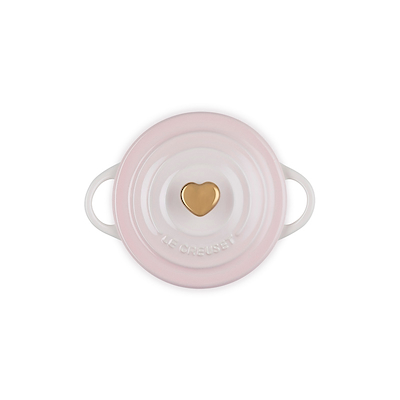 Le Creuset Signature stentøj minigryde med hjerteformet knop 10cm Shell Pink