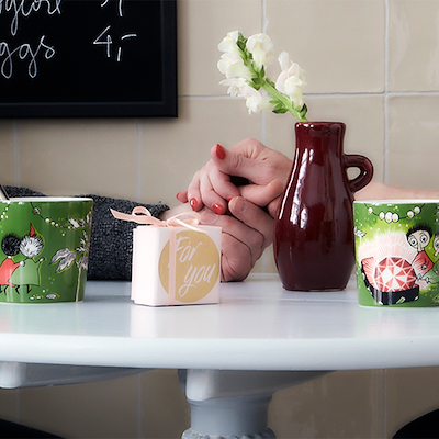 Moomin Arabia Mumi krus Tofslen & Vifslen grøn 30cl