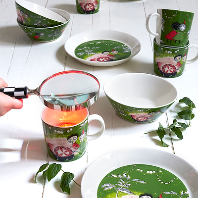 Moomin Arabia Tofslen & Vifslen skål grøn 15 cm