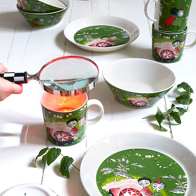 Moomin Arabia tallerken Tofslen & Vifslen grøn 19 cm