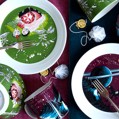 Moomin Arabia tallerken Tofslen & Vifslen grøn 19 cm