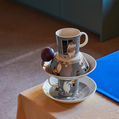 Moomin Arabia Mumifar tallerken grå 19 cm