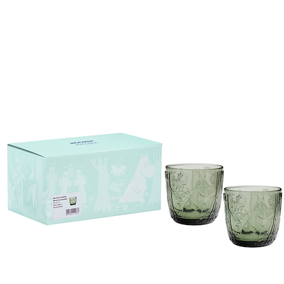 Moomin Iittala drikkeglas pine green 28 cl 2 stk.