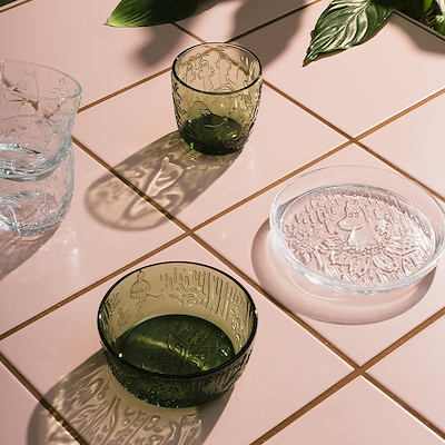 Moomin Iittala drikkeglas pine green 28 cl 2 stk.