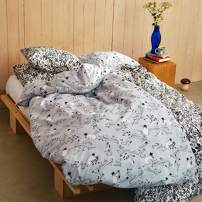 Moomin Arabia Familietid sengetøj Mummifar lysegrå 140x200 cm