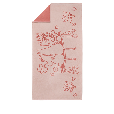 Moomin Arabia håndklæde Familietid rosa 70x140 cm
