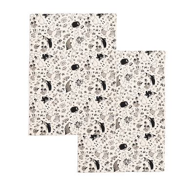 Moomin Arabia viskestykker sort 2 stk 50x70 cm