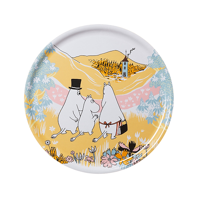 Moomin Arabia Familietid serveringsbakke lysegul Ø35 cm