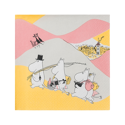 Moomin Arabia Familietid papirserviet lyserød 33x33 cm 20 stk.