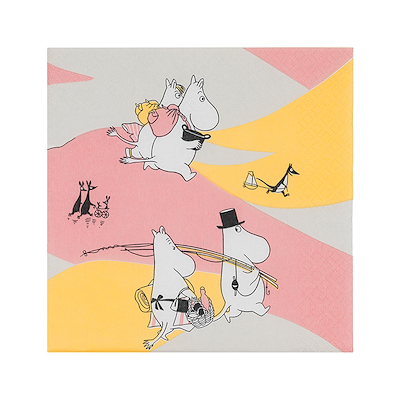 Moomin Arabia Familietid papirserviet lyserød 33x33 cm 20 stk.