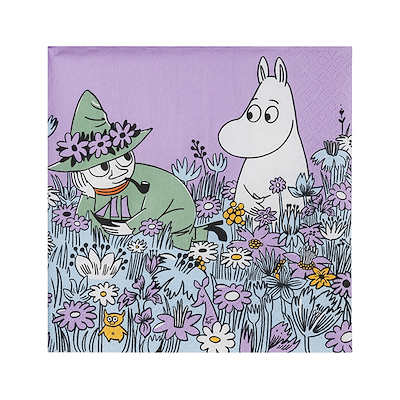 Moomin Arabia Venner for evigt papirservietter lilla 33x33 cm 20 stk.