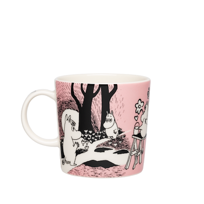 Moomin Arabia Kærlighed 30 års jubilæums krus lyserød 30 cl + gaveæske