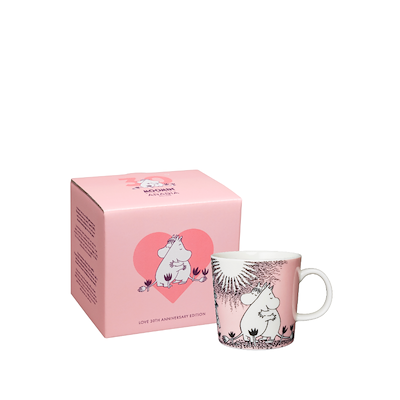 Moomin Arabia Kærlighed 30 års jubilæums krus lyserød 30 cl + gaveæske