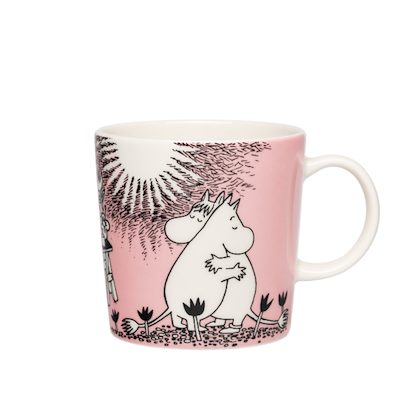 Moomin Arabia Kærlighed 30 års jubilæums krus lyserød 30 cl + gaveæske