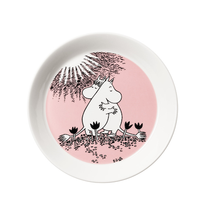 Moomin Arabia Kærlighed 30 års jubilæums tallerken lyserød Ø19 cm