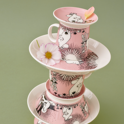 Moomin Arabia Kærlighed 30 års jubilæums underkop lyserød Ø15 cm