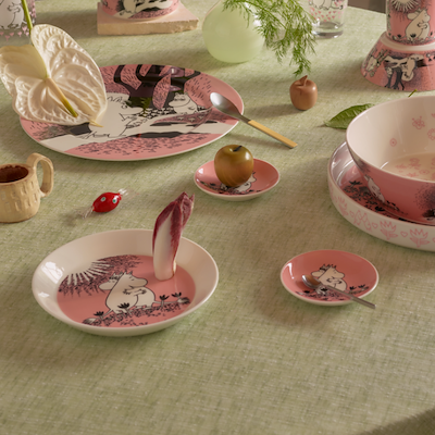 Moomin Arabia Kærlighed 30 års jubilæums underkop lyserød Ø15 cm