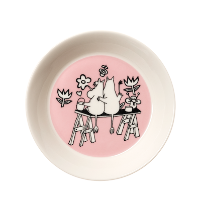 Moomin Arabia Kærlighed 30 års jubilæums underkop lyserød Ø15 cm