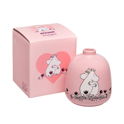 Moomin Arabia Kærlighed 30 års jubilæums vase lyserød 8,3 cm