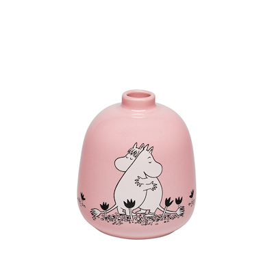 Moomin Arabia Kærlighed 30 års jubilæums vase lyserød 8,3 cm