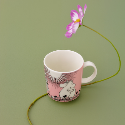 Moomin Arabia Kærlighed 30 års jubilæums mini-krus gaveæske lyserød