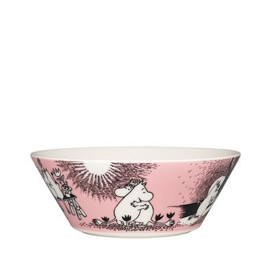 Moomin Arabia Kærlighed 30 års jubilæums skål lyserød Ø 15 cm