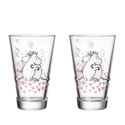 Moomin Arabia Kærlighed 30 års jubilæums glas 30 cl 2 stk.