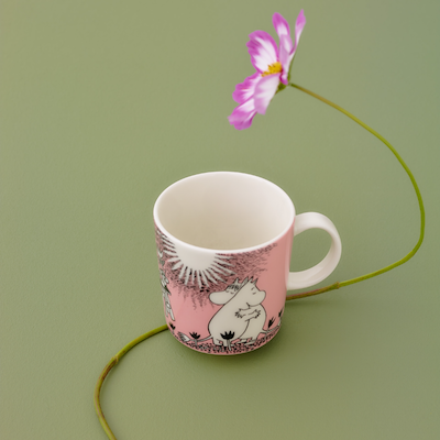 Moomin Arabia Kærlighed 30 års jubilæums krus lyserød 30 cl