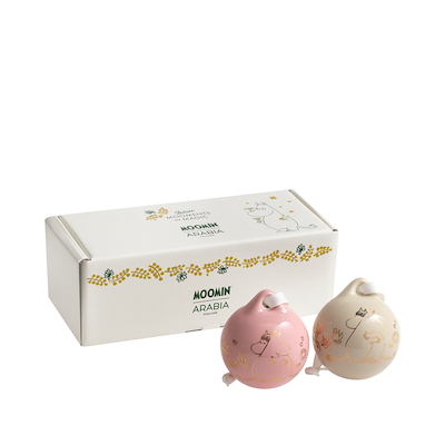 Moomin Arabia Kærlighed julekugler rosa/beige 2 stk.