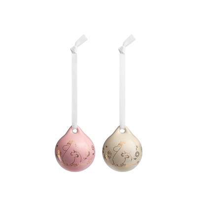Moomin Arabia Kærlighed julekugler rosa/beige 2 stk.