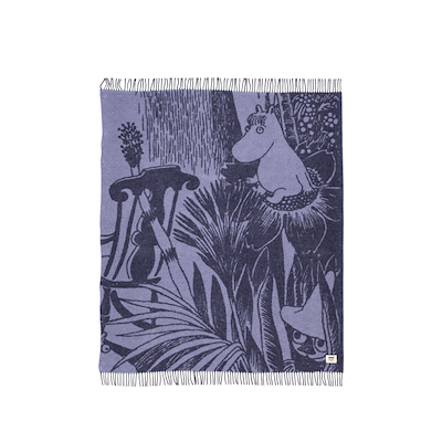Moomin Arabia Mystical Forest uldtæppe blå 130 x 170 cm